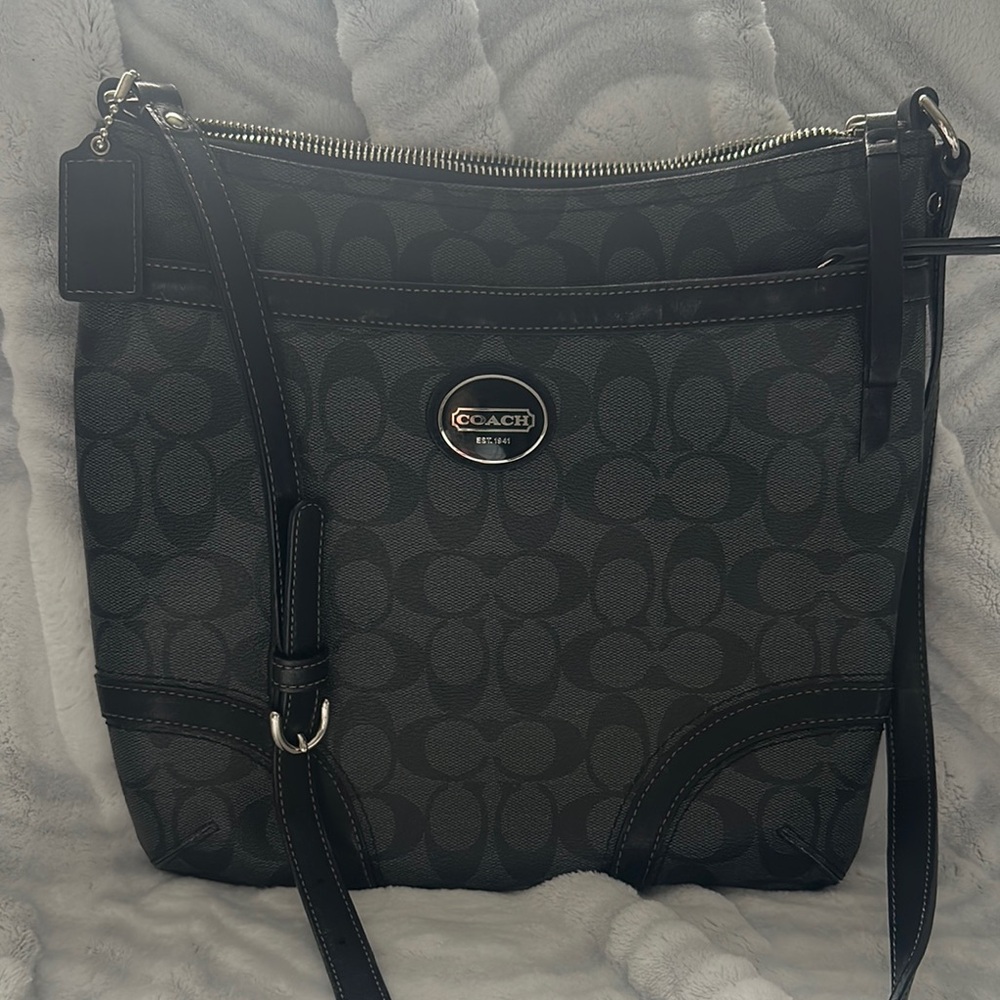 Coach Black Monogram Crossbody Bag with Adjustable Strap